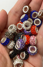 Load image into Gallery viewer, 12mm Chunky Spacer Beads -rhinestone- mix of colors -10 pieces

