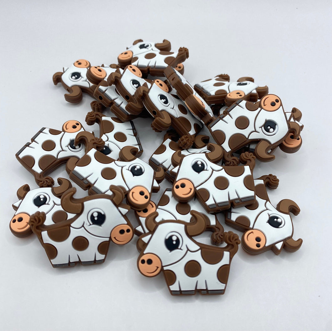 1 Cow Silicone Focal Bead - brown