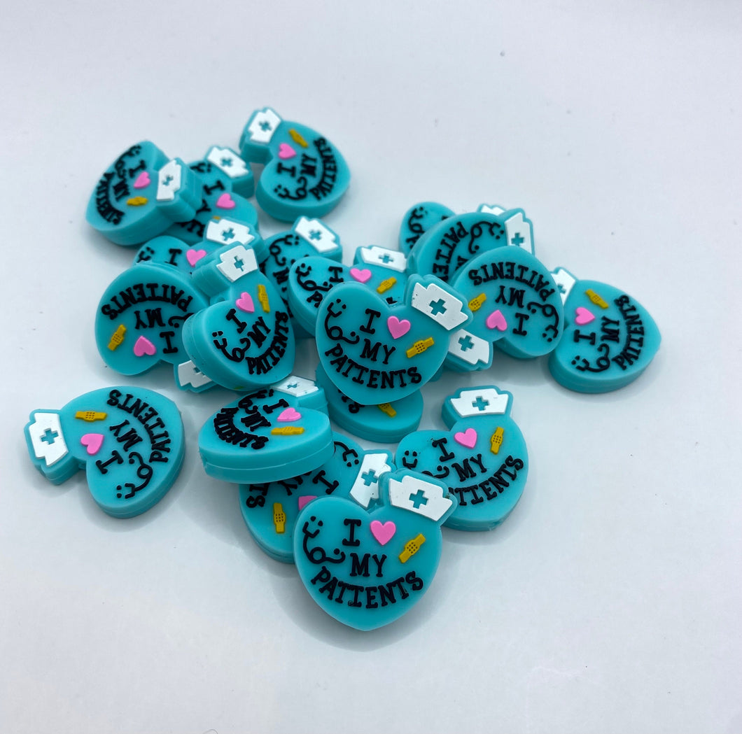 1 “I love my Patients ” Silicone Focal Bead
