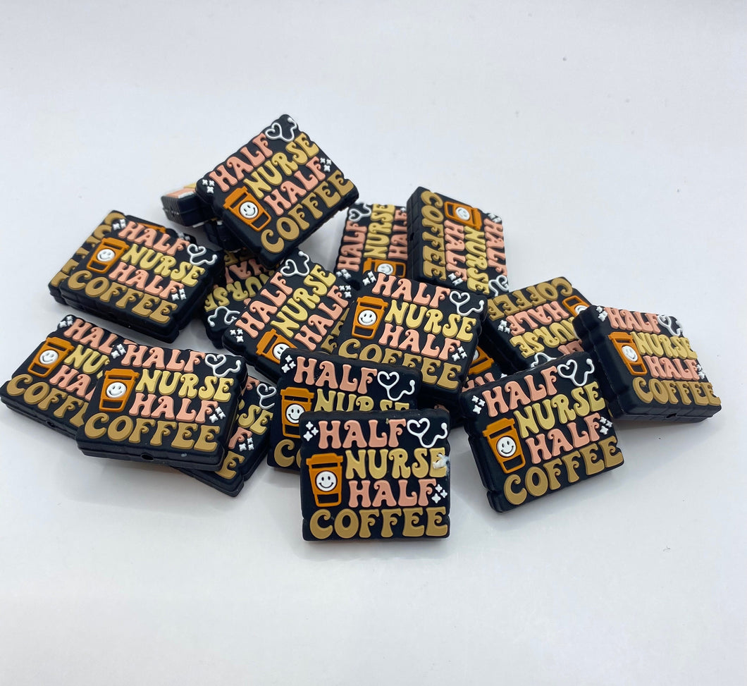 Half Nurse Half Coffee Silicone Focal Bead