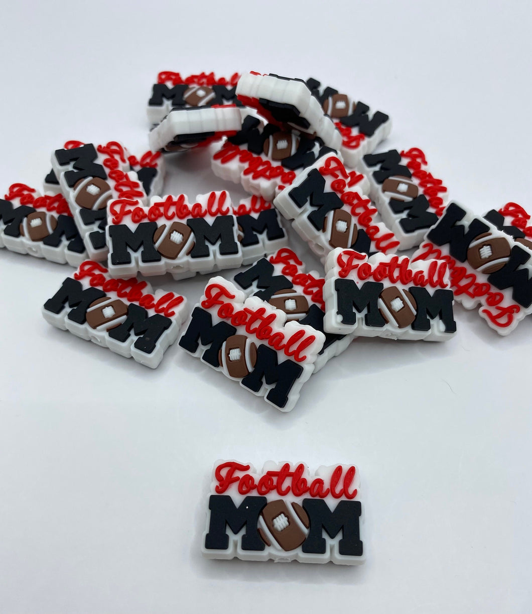 Football Mom Silicone Focal Bead