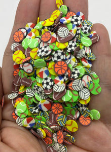 Sports Balls Polymer Clay Slices   5mm.  0.5 oz bag
