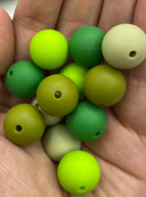Load image into Gallery viewer, Green Mix - Solid Round  Silicone Beads - 15mm - 50 Beads
