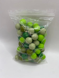 Green Mix - Solid Round  Silicone Beads - 15mm - 50 Beads