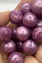 Load image into Gallery viewer, 10 Purple Pearl Silicone Beads - 15mm
