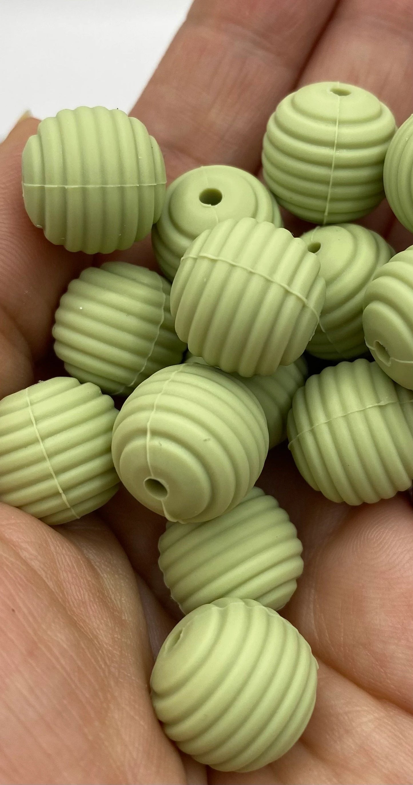 Spiral Silicone Beads sage
