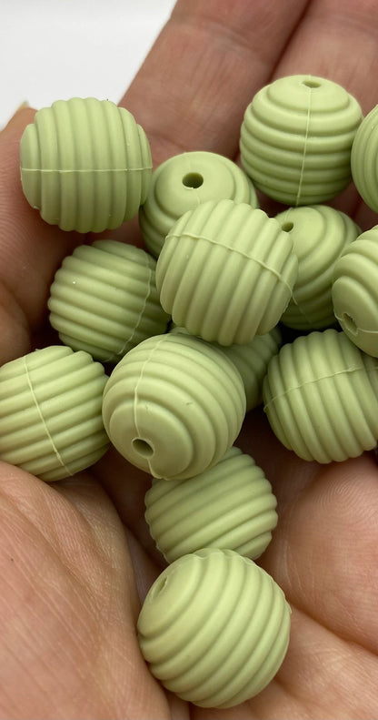 Spiral Silicone Beads sage