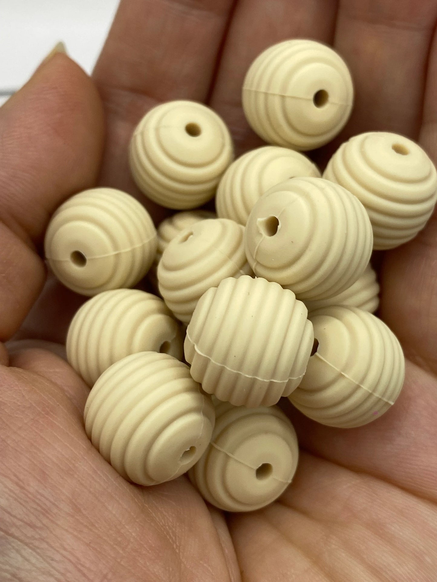 Spiral Silicone Beads Beige