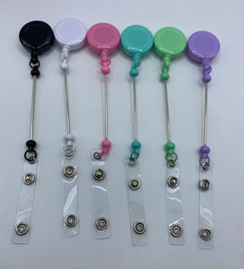 3 Beadable Badge Bar  Reels - retractable- in your choice of colors