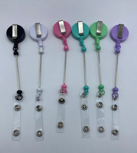 3 Beadable Badge Bar  Reels - retractable- in your choice of colors