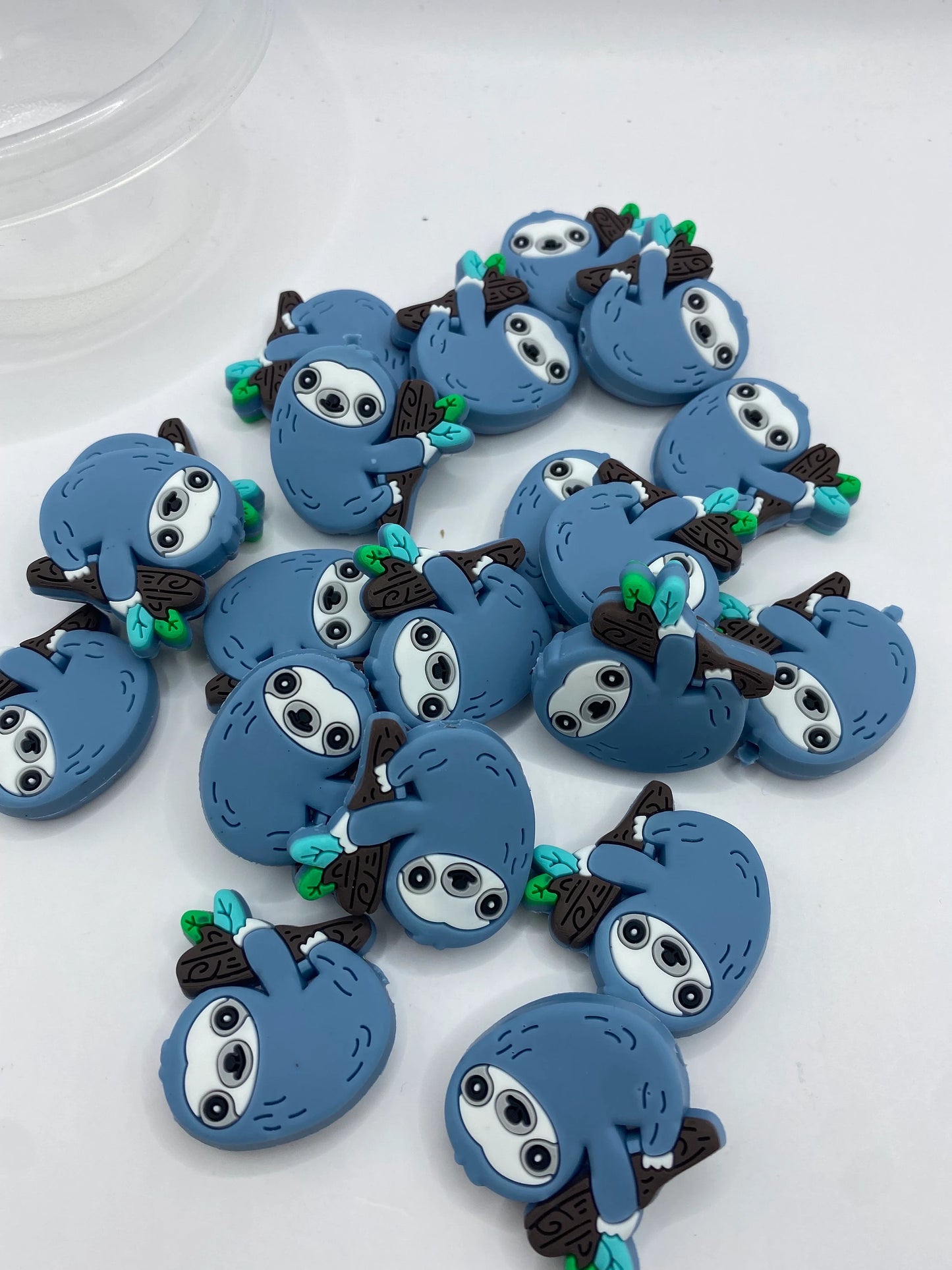 Sloth Silicone Focal Bead - blue