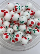 Load image into Gallery viewer, 10 Cherry  Pattern  Silicone Beads - 15mm
