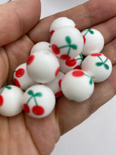 Load image into Gallery viewer, 10 Cherry  Pattern  Silicone Beads - 15mm

