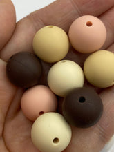 Load image into Gallery viewer, Neutral Color Mix - Solid Round  Silicone Beads - 15mm - 50 Beads
