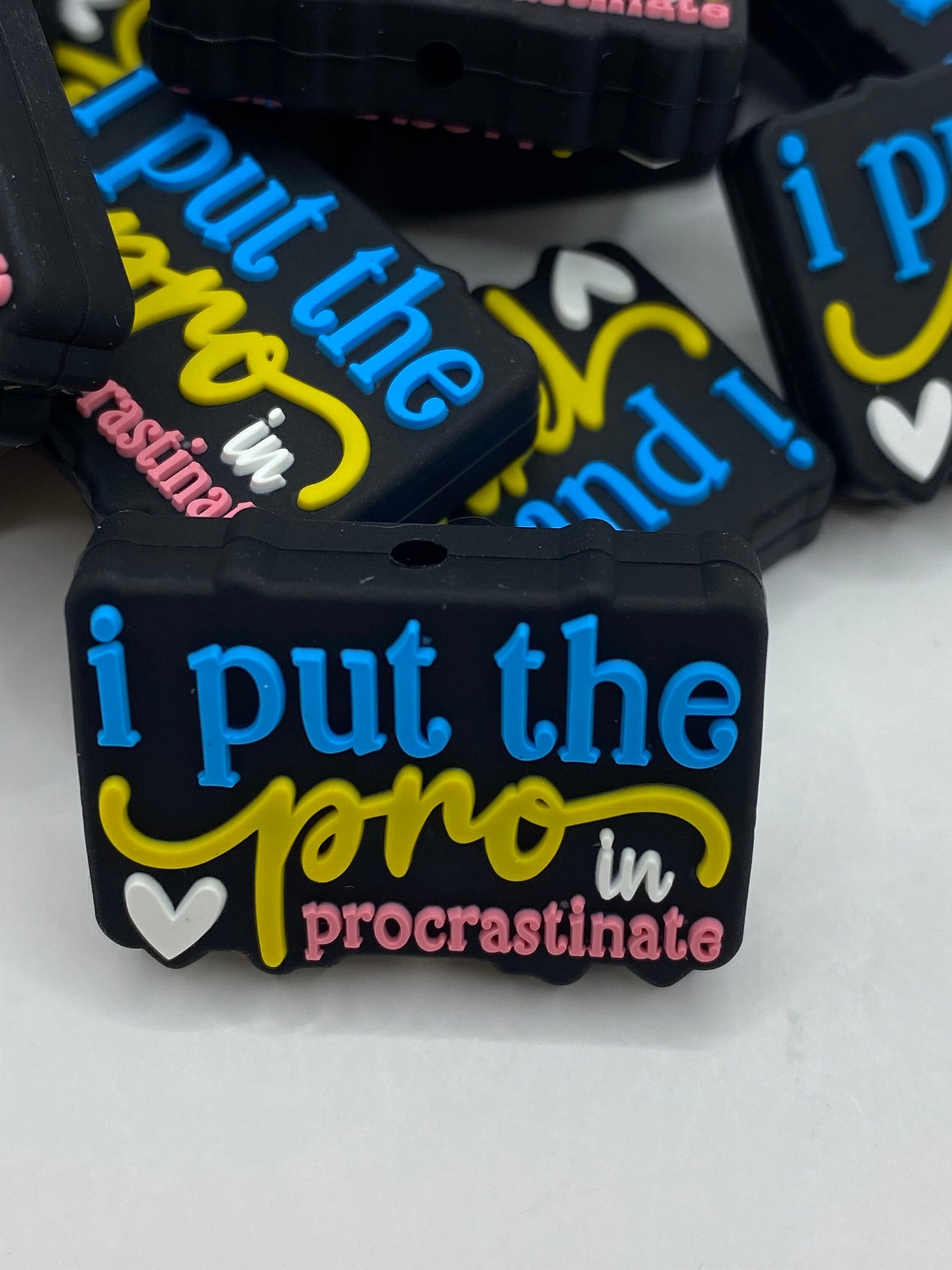 I Put the Pro In Procrastinate Silicone Focal Bead
