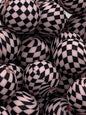 Pink Checkered Silicone Beads