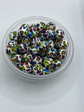 Load image into Gallery viewer, 10 Bright Colorful Leopard Print Pattern Silicone Beads - 15mm
