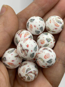 10 Butterfly  Print Silicone Beads - 15mm