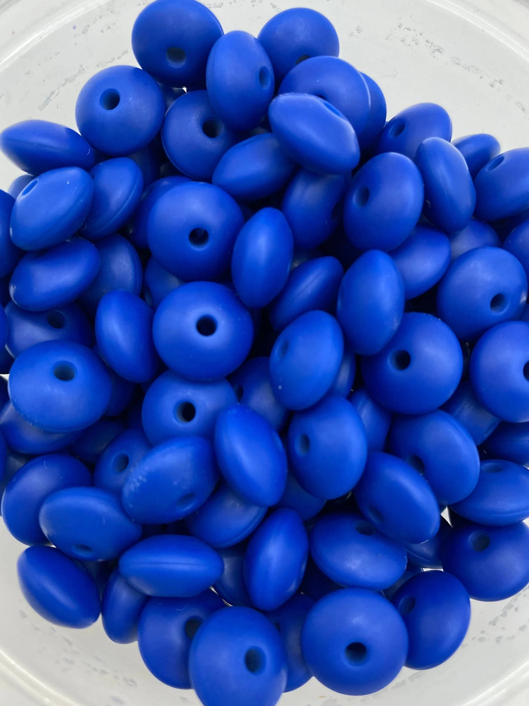 20 Blue  Solid Silicone Lentil  Beads - 12mm