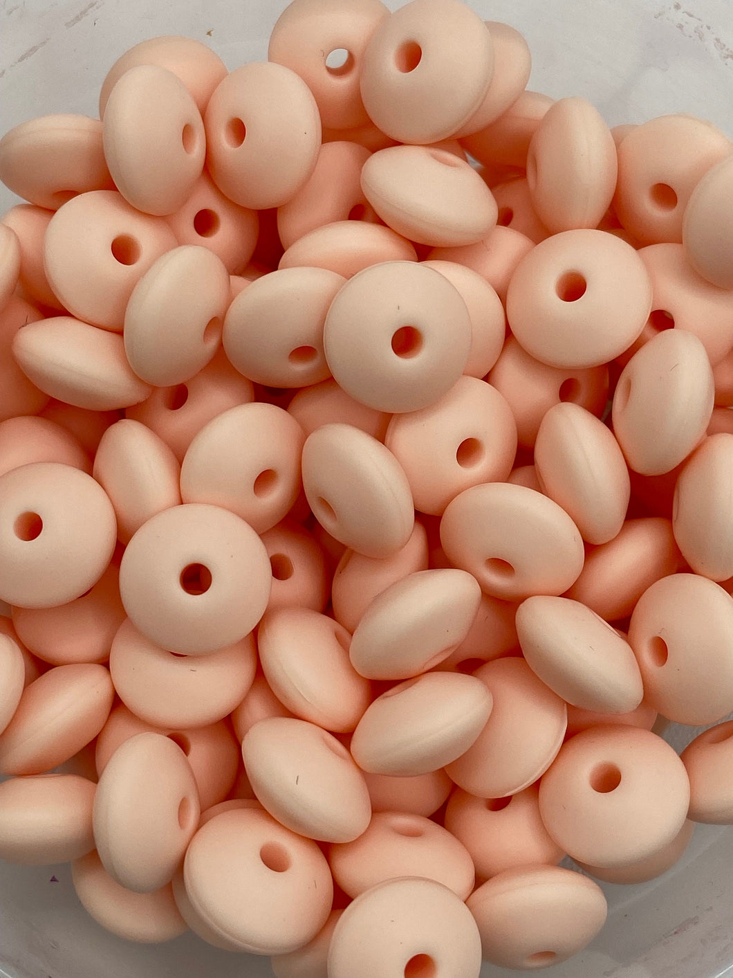 20 Light Pink Solid Silicone Lentil  Beads - 12mm