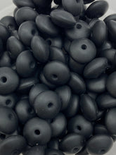 Load image into Gallery viewer, 20 Black Solid Silicone Lentil  Beads - 12mm
