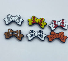 Load image into Gallery viewer, 2 Sport Bow Silicone Focal Beads - great for pens, wristlets, cup charms
