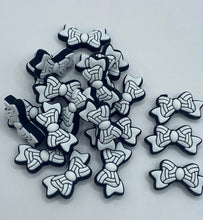 Load image into Gallery viewer, 2 Sport Bow Silicone Focal Beads - great for pens, wristlets, cup charms

