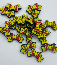 Load image into Gallery viewer, 2 Sport Bow Silicone Focal Beads - great for pens, wristlets, cup charms
