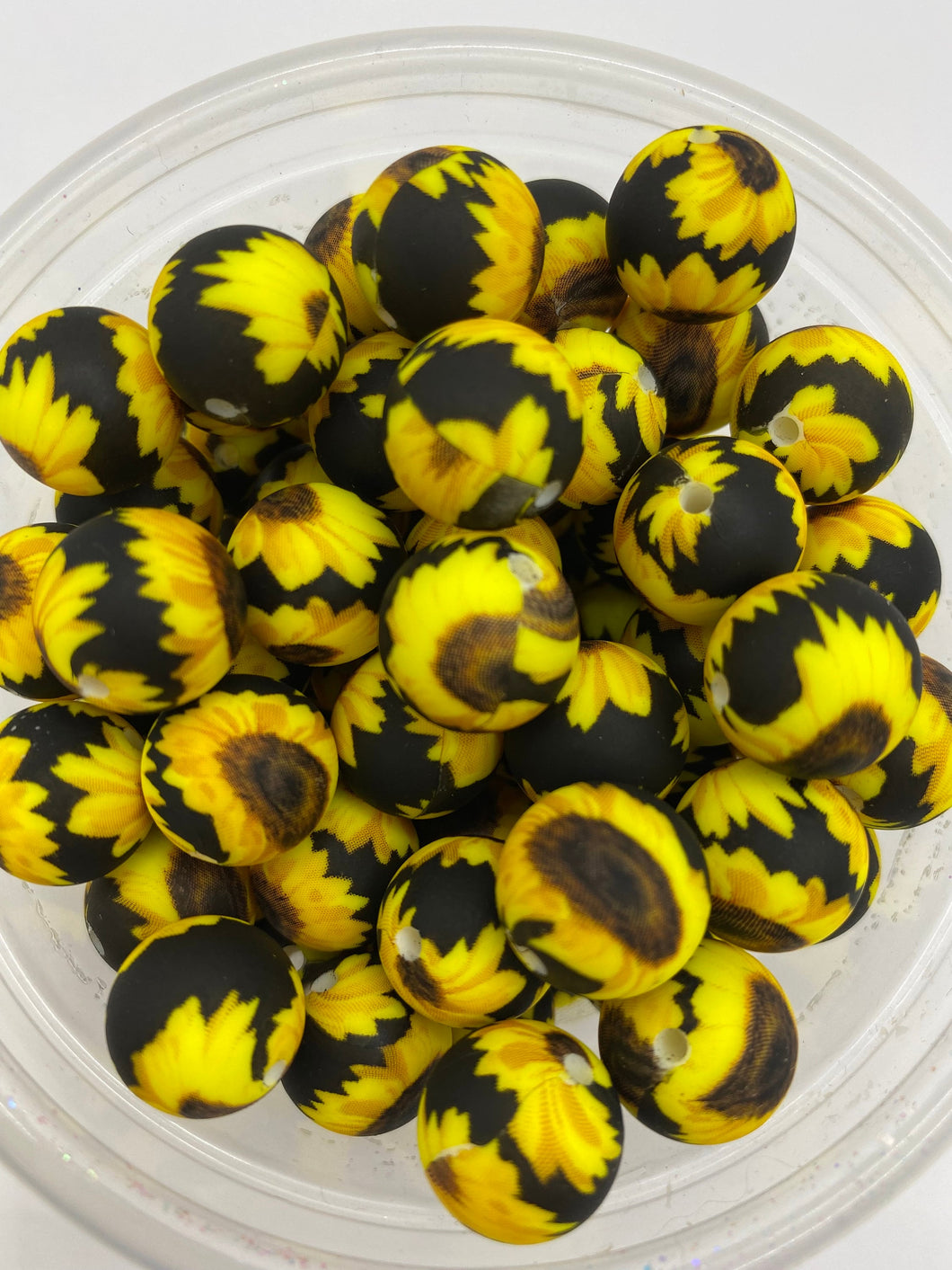 10 Sunflower Pattern  Silicone Beads - 15mm