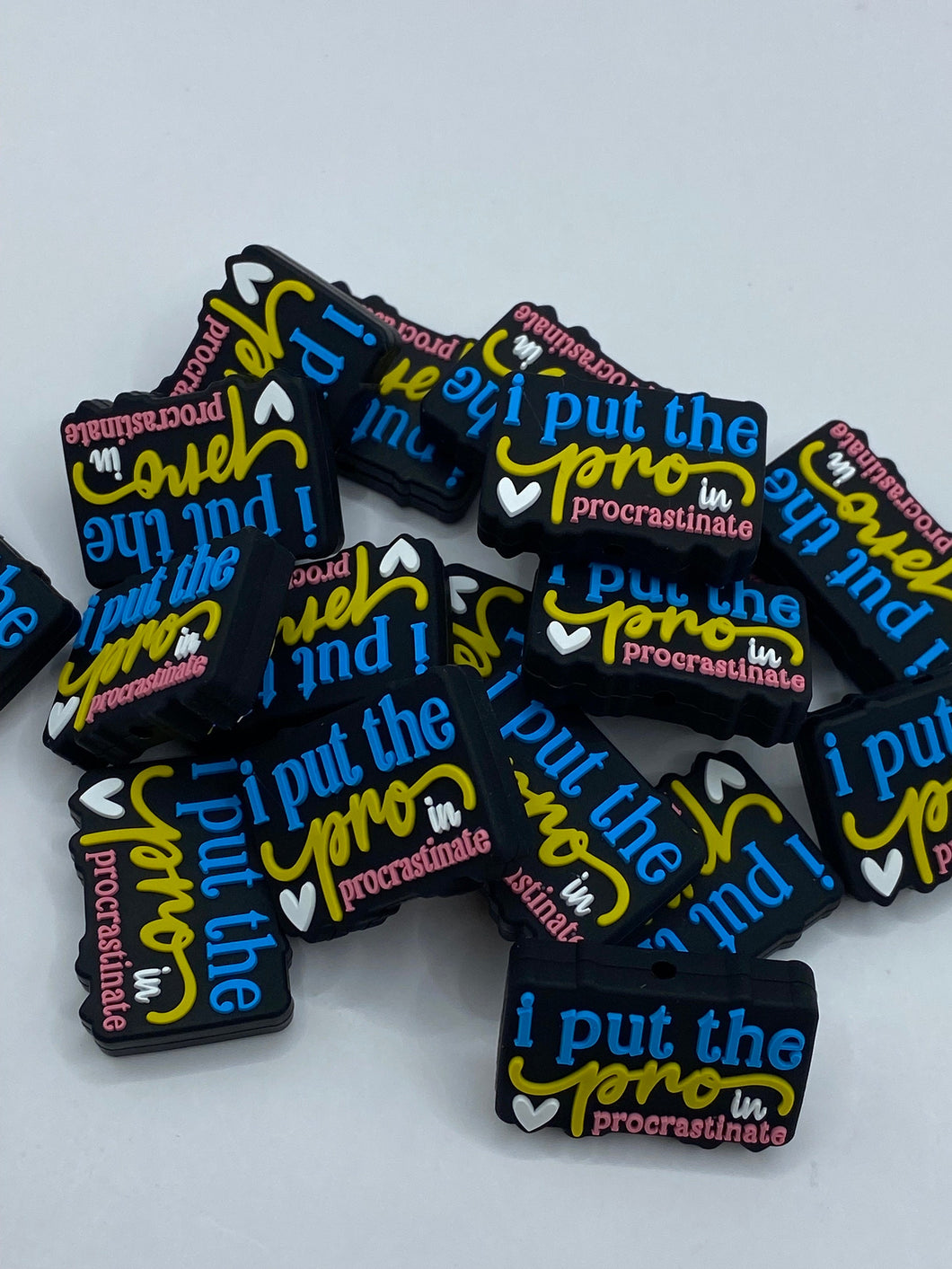 I Put the Pro In Procrastinate Silicone Focal Bead