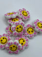 Smile Face Flower Silicone Focal Bead- pink