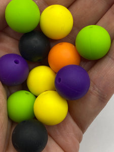 Trick or Treat Bead Mix - Solid Round  Silicone Beads - 15mm - 25 Beads