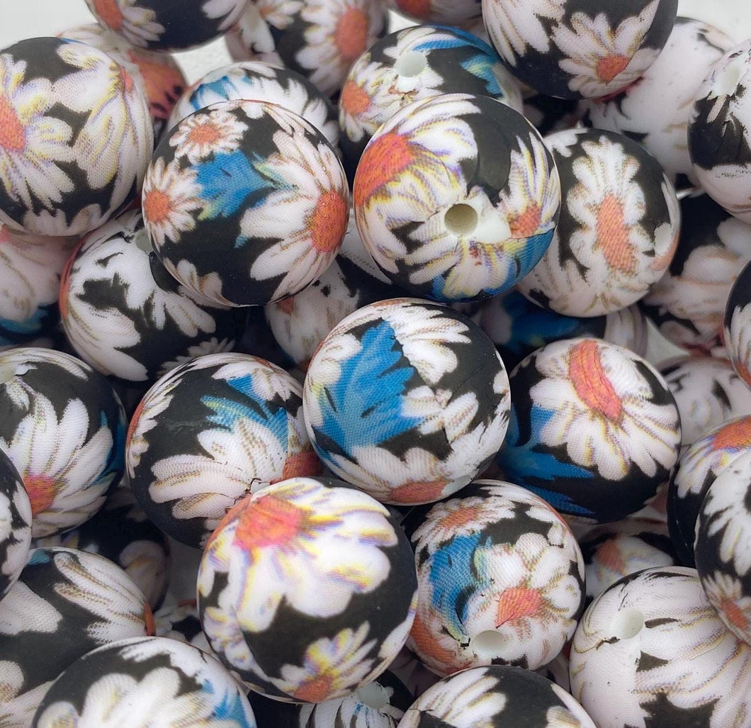 10 Floral Silicone Beads - 15mm