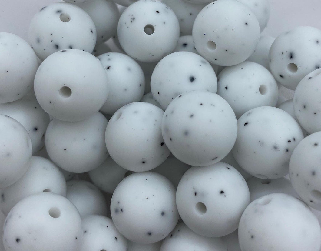 10 White Granite  Silicone Beads - 15mm