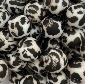 10 Brown Leopard Pattern  Silicone Beads - 15mm