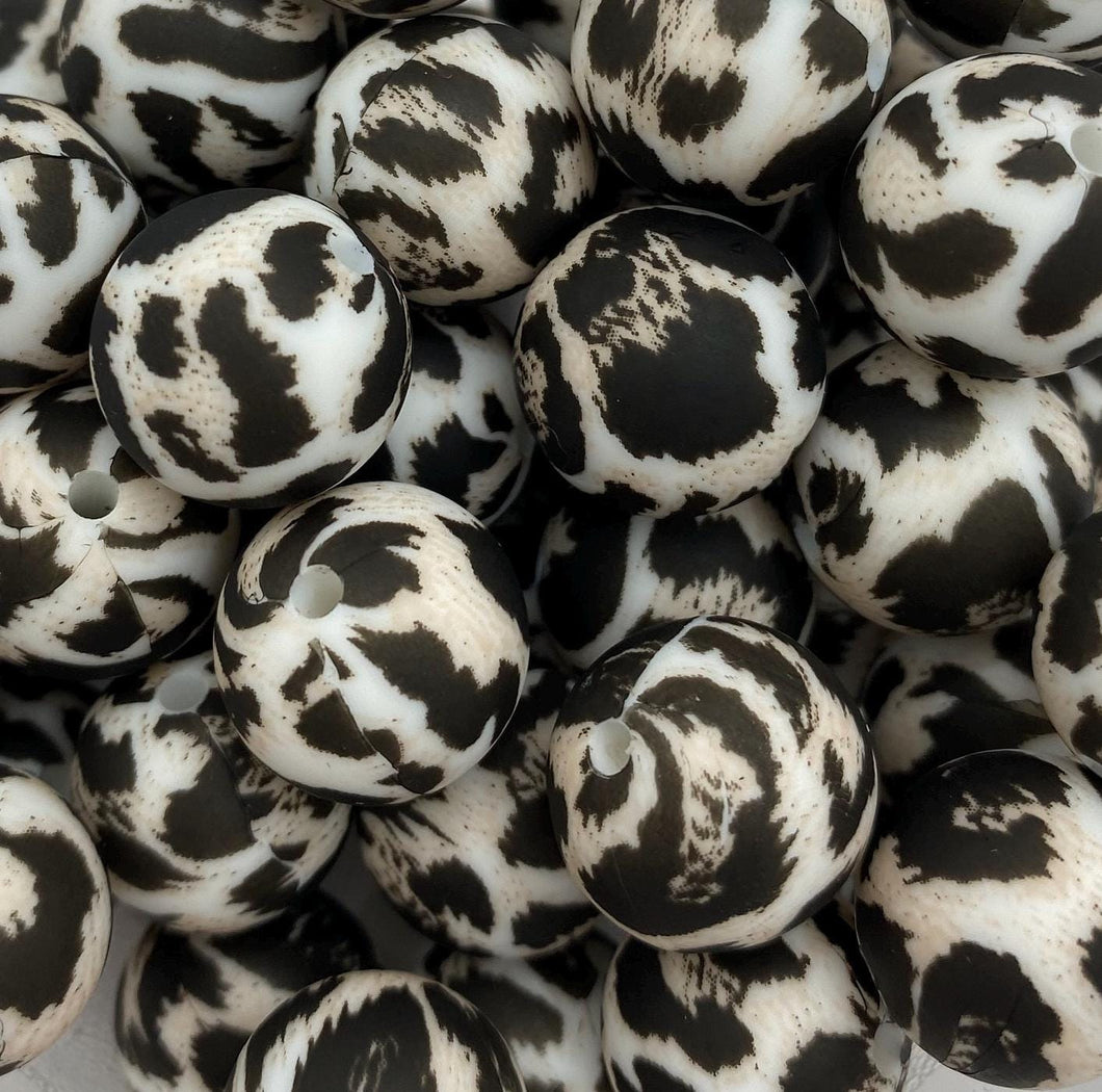 10 Brown Leopard Pattern  Silicone Beads - 15mm