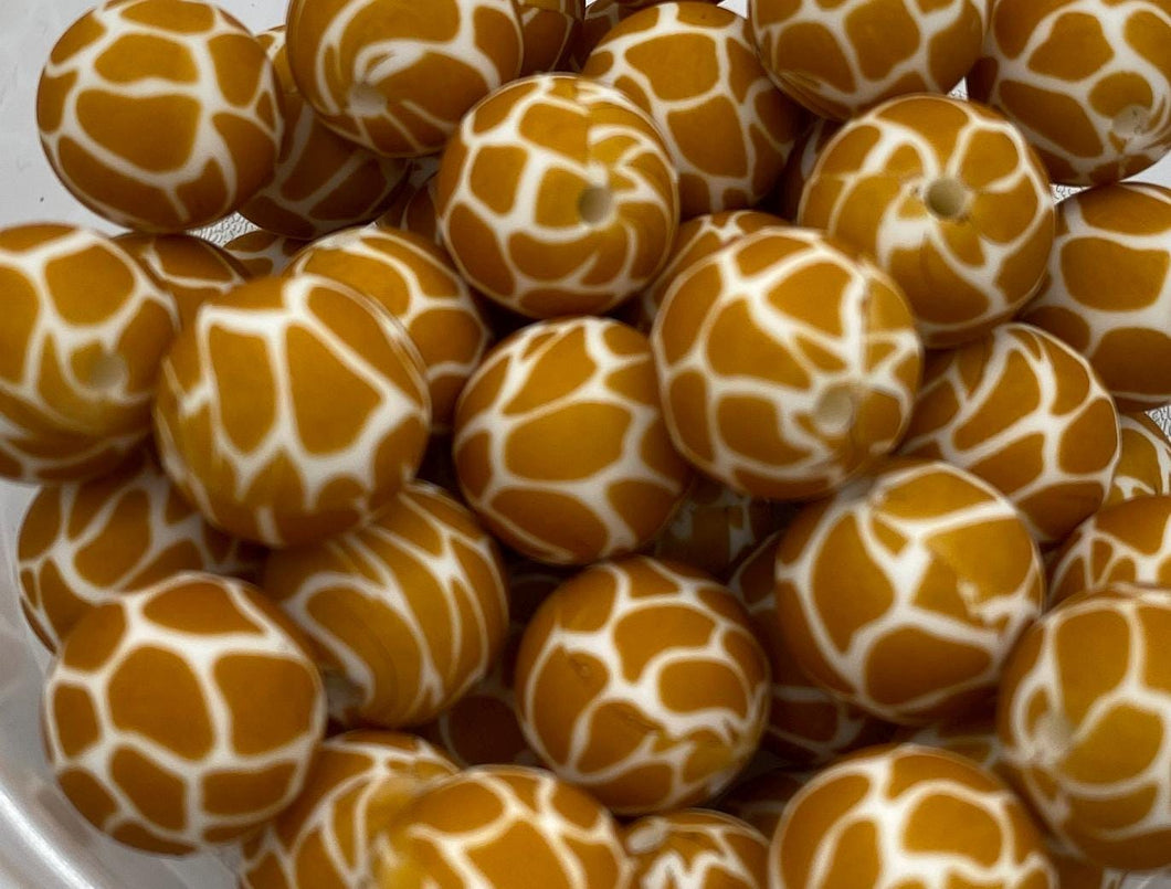 10 Giraffe Pattern  Silicone Beads - 15mm