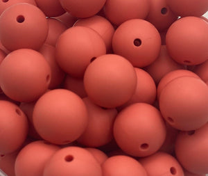 10 Coral Solid Round  Silicone Beads - 15mm