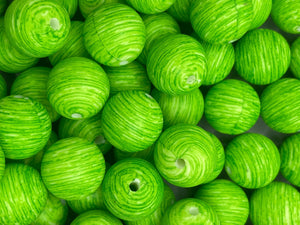 10 Green Swirl Silicone Beads - 15mm