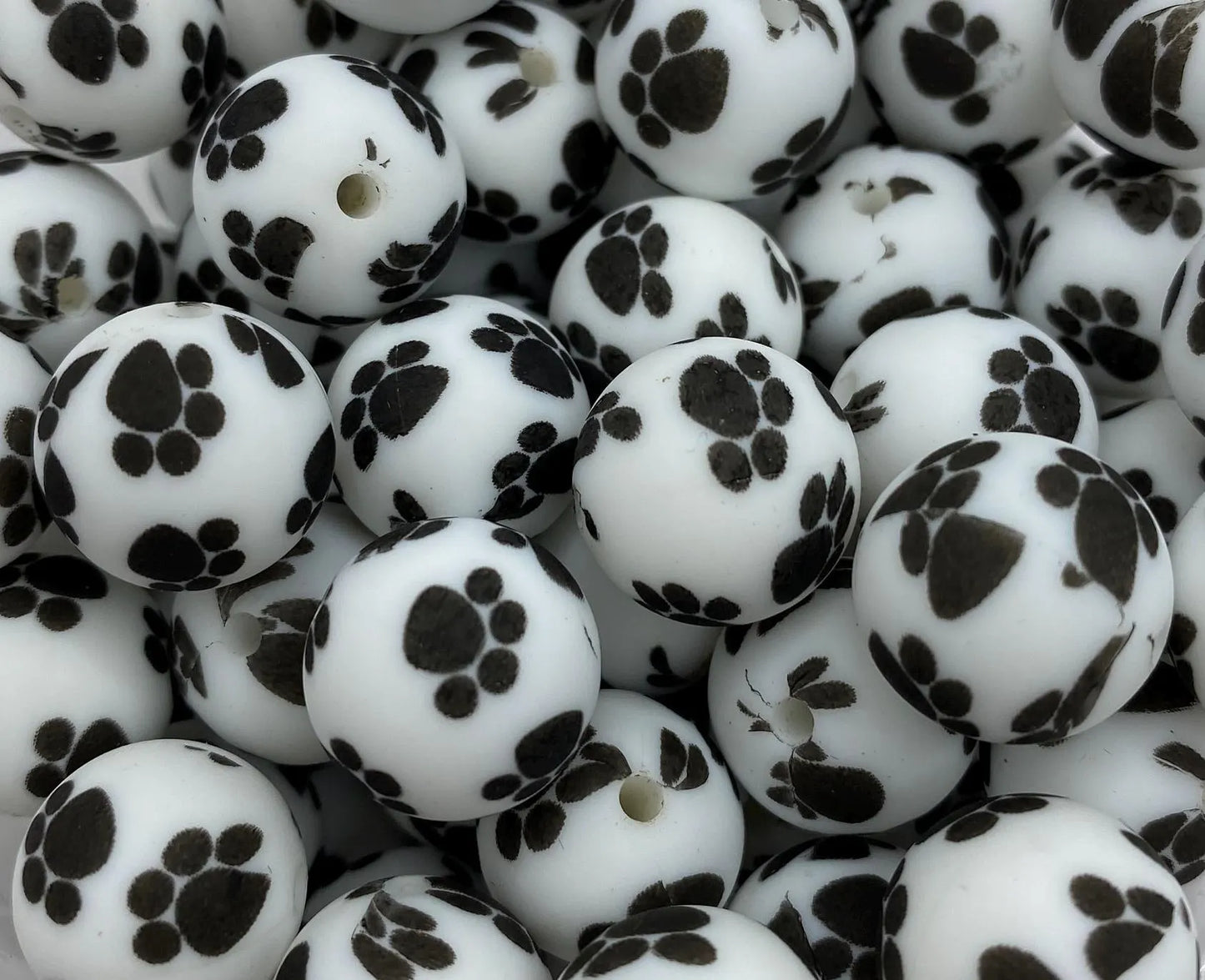 Paw Print Silicone Beads