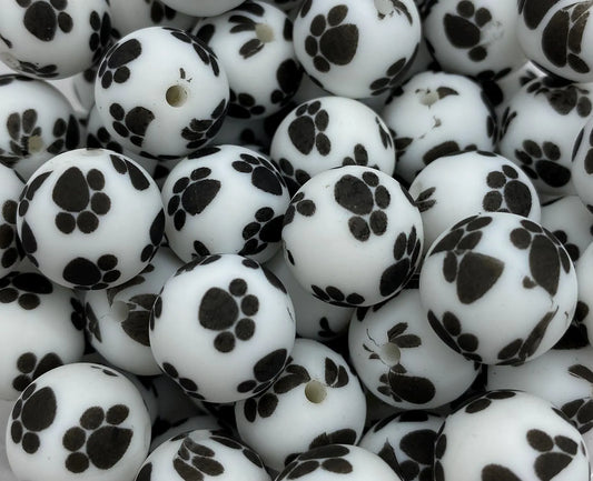 Paw Print Silicone Beads