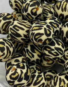 10 Leopard Pattern  Silicone Beads - 15mm