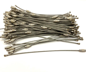 10 Count - 6 inch stainless steel wire cable - cup charms