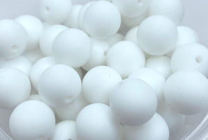 25 White Solid Round  Silicone Beads - 15mm