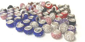 12mm Chunky Spacer Beads -rhinestone- mix of colors -10 pieces
