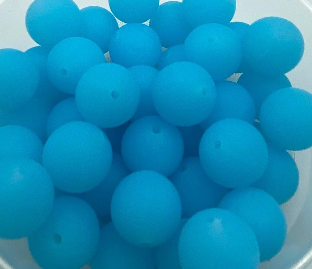 10 Transparent Blue Solid Round  Silicone Beads - 15mm