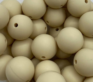10 Beige Solid Round  Silicone Beads - 15mm