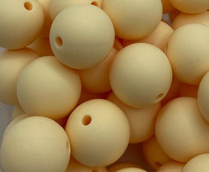 10 Light Yellow Solid Round  Silicone Beads - 15mm