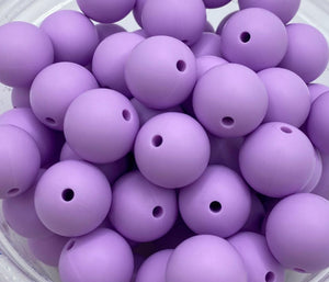 10 Lavender Solid Round  Silicone Beads - 15mm