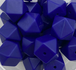 10  Silicone Hexagon Beads - 17mm - Navy Blue